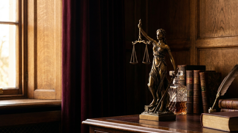 Estátua da Justiça com a balança, representando ameaça de prisão