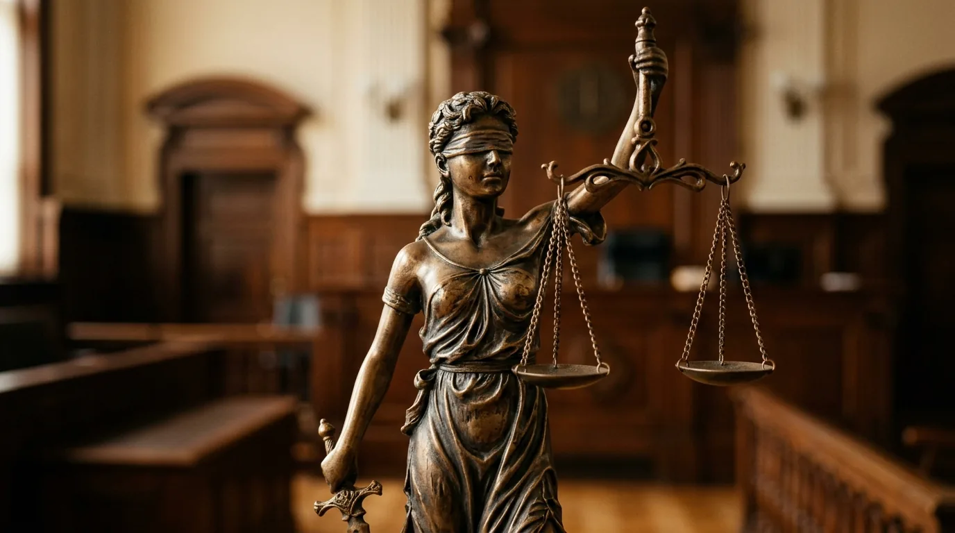 Estátua da Justiça representando o direito à fiança