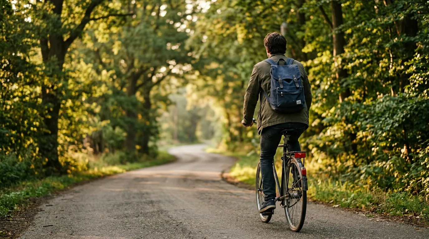 Pessoa indo de bicicleta ao trabalho, regime semiaberto