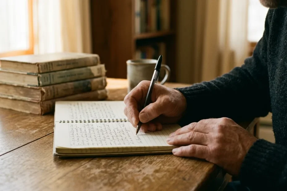 Pessoa estudando e escrevendo em caderno, remição de pena pelo estudo