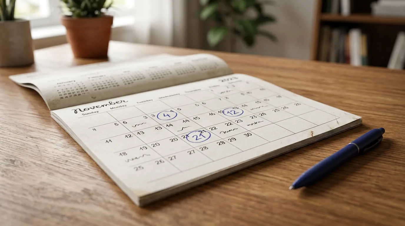 Calendário com as datas da saída temporária marcadas