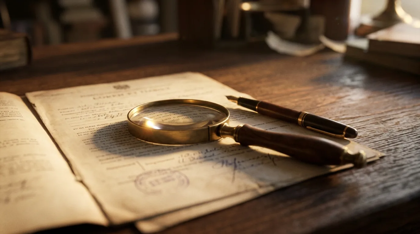 Lupa sobre um documento em uma mesa de madeira, representando a análise do pedido de habeas corpus
