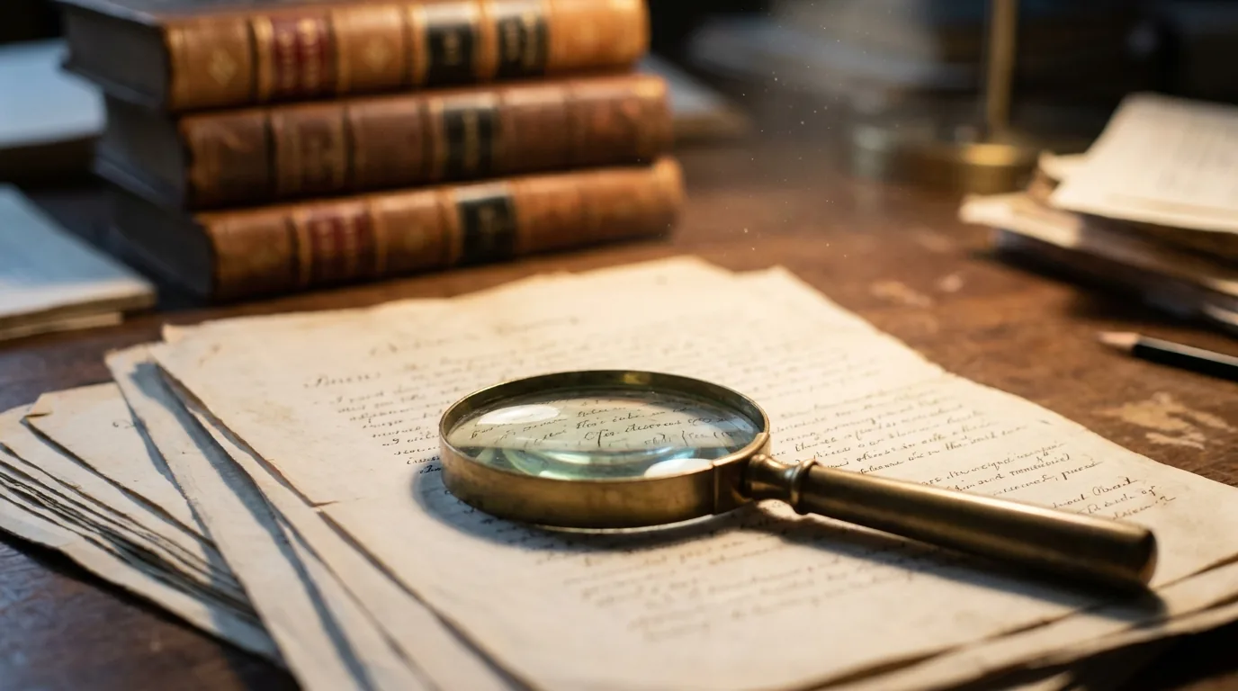 Lupa sobre documentos jurídicos, representando a busca por provas novas na revisão criminal